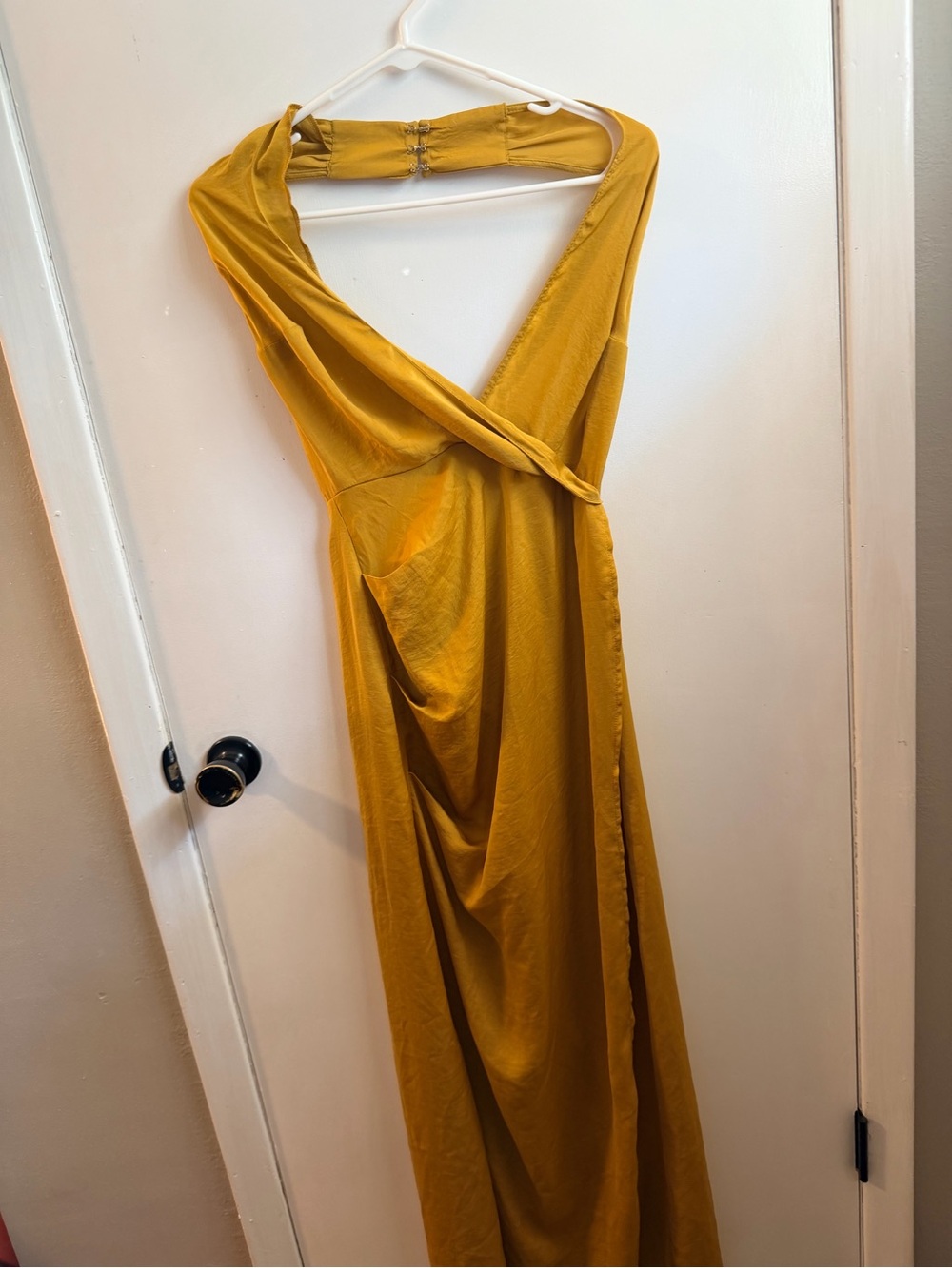 PrettyLittleThing Mustard Halter Wrap Maxi Dress